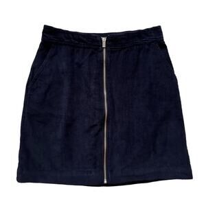 Gap Skirt Navy Blue Corduroy Front Zip Pockets Pencil Mini Skirt Size 4
